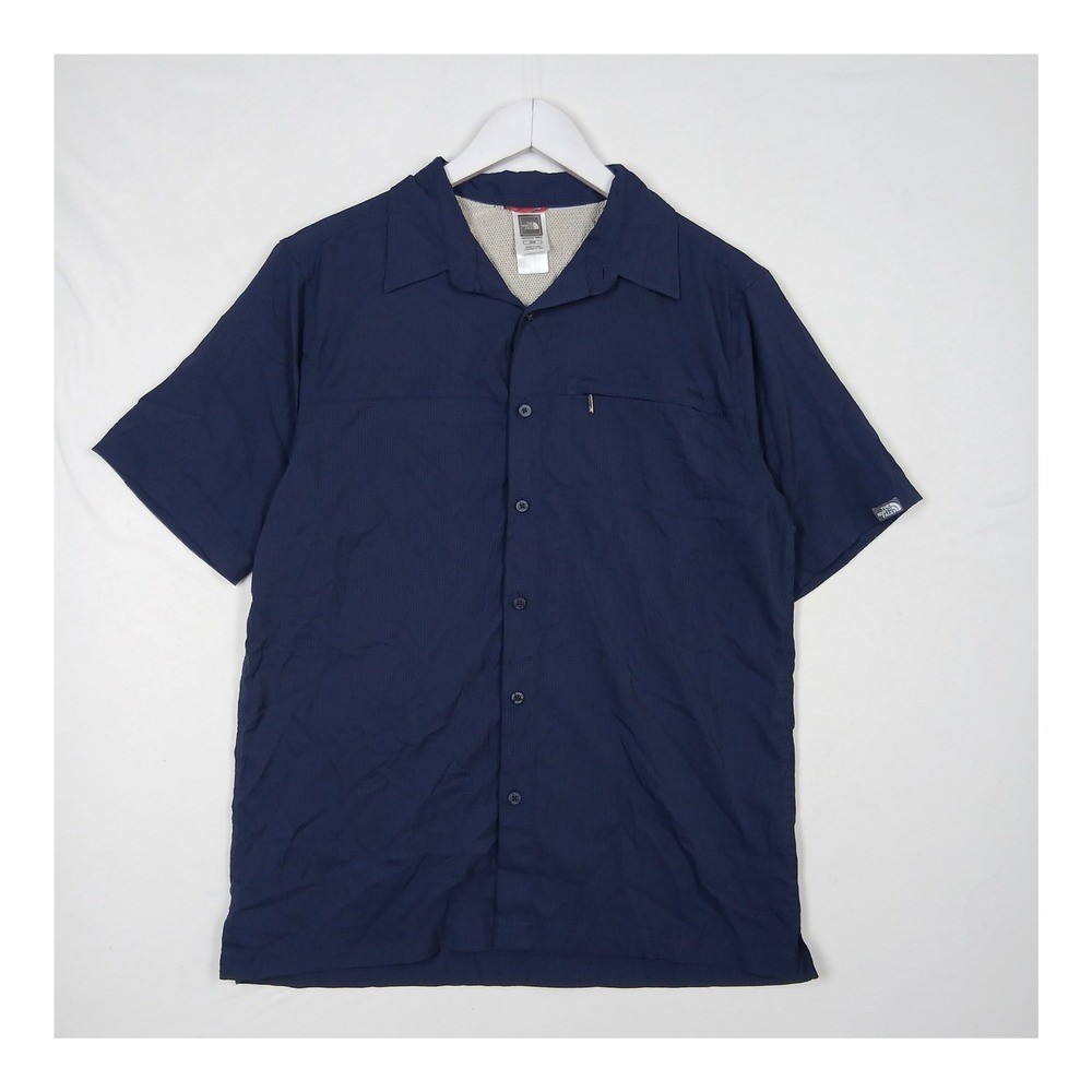 The North Face Mens Navy Blue Ripstop Short Sleeve Button Down Shirt Size M